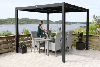 3m x 3m Deluxe Charcoal Veranda with Louvered Shutter Roof by Primrose Living