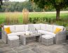 Luxury 8 Seater Garden Sofa Set with Coffee Table and Footstools in Stone Rattan by Primrose Living