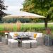 Luxury 9 Seater Garden Sofa Set with Square Rising Table and Footstools in Stone Rattan by Primrose Living