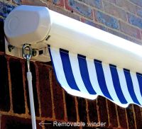2.5m Full Cassette Electric Awning, Blue and White Stripe
