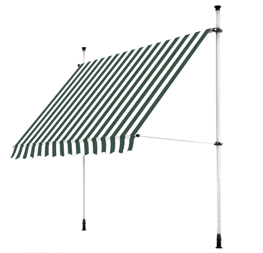 2.5m Balcony Manual Awning, Green and White