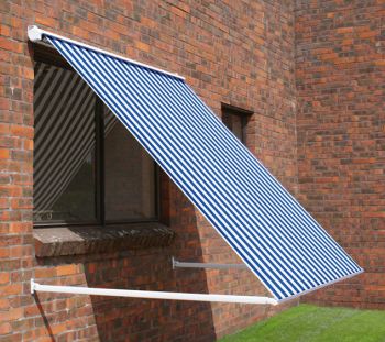 2.5m Half Cassette Drop Arm Awning, Blue and White