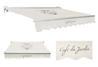 4.0m Half Cassette Manual Awning, Café Du Jardin Ivory