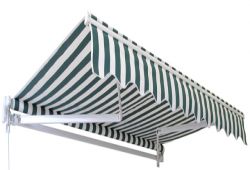 Manual Green And White Awning